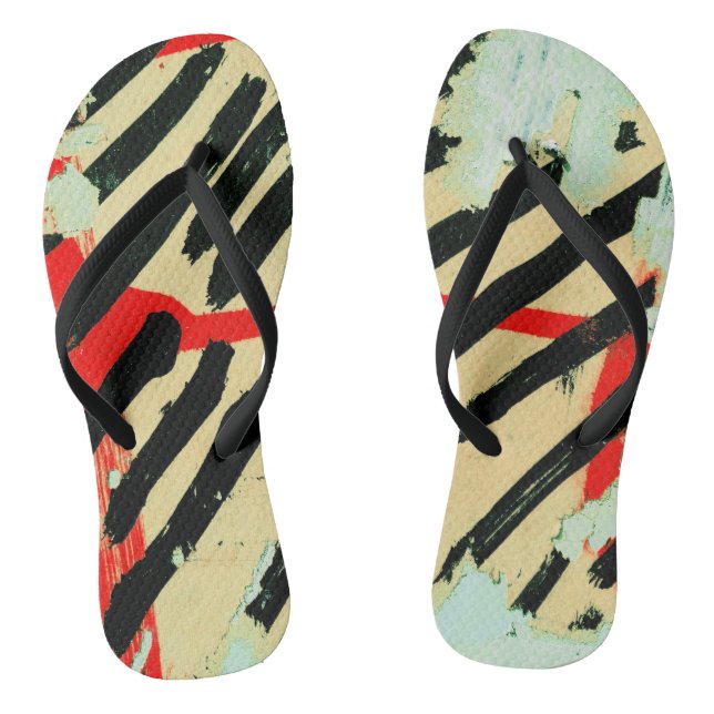 Unique Cool Worn Wall Paper Paint Thongs (Footbed)