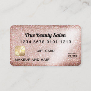 Unique Copper Glitter Credit Card Gift Certificate