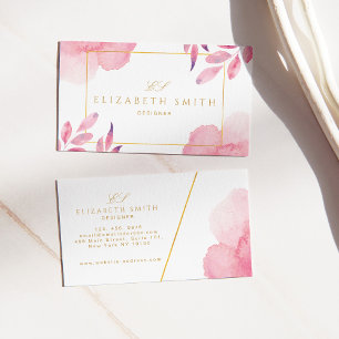 Unique Coral Peach Watercolor Modern  Business Card