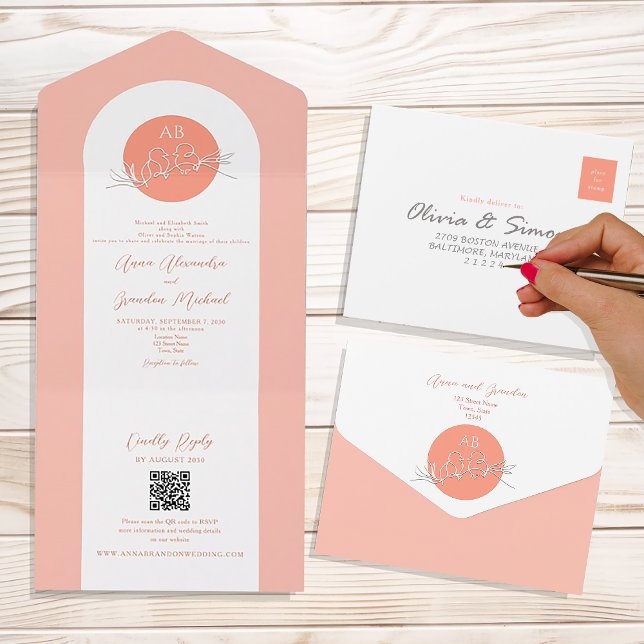 Unique Coral Wedding All In One Invitation (Creator Uploaded)