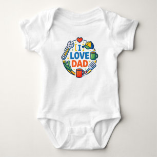 Unique Cotton Babygrow Gift   I Love Dad Baby Bodysuit
