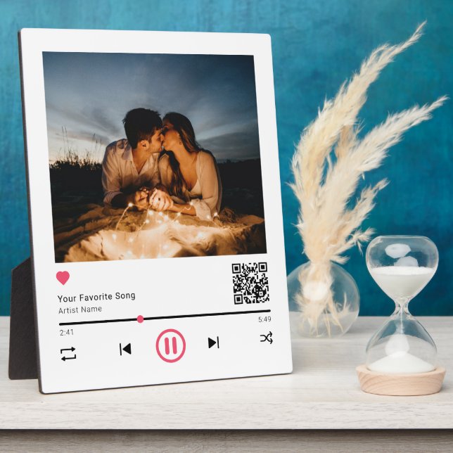 Unique Couple Personalised QR Code Any Song Photo Plaque (Side)