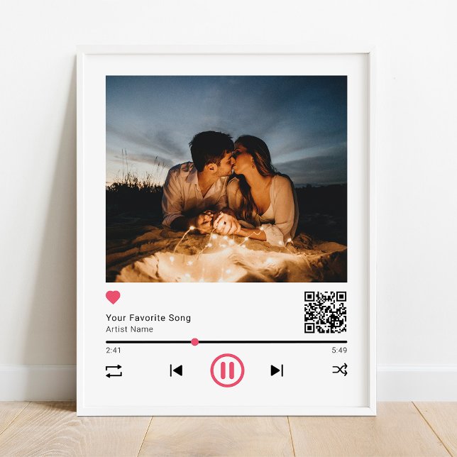 Unique Couple Personalised QR Code Any Song Photo Poster (Creator Uploaded)