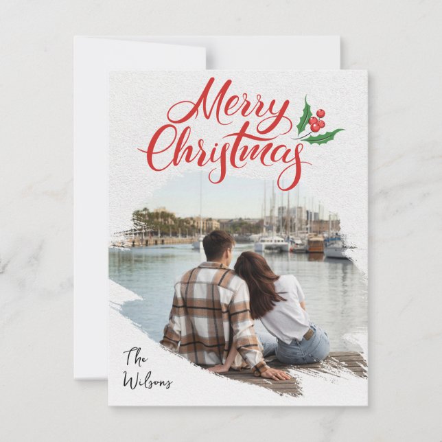 Unique Couple Photo Merry Christmas Holiday Card (Front)