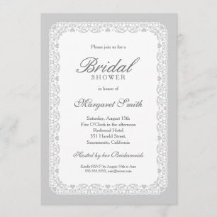 Unique Creative Grey Vintage Bridal Shower Invitation
