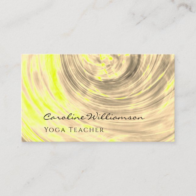 Unique Creative Swirl Yellow Shell Yoga Teacher Business Card (Front)