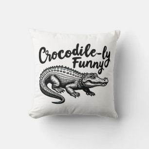 Unique Crocodile T-Shirt fun Graphic Cushion
