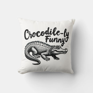 Unique Crocodile T-Shirt fun Graphic  Cushion