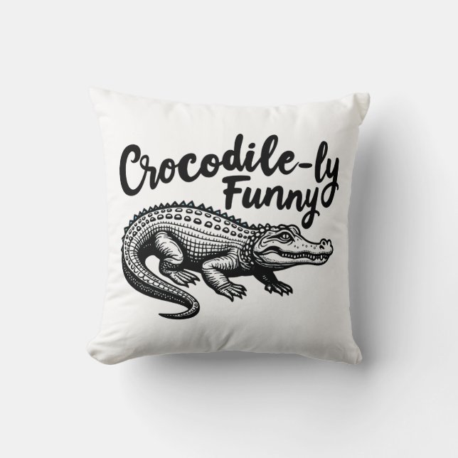 Unique Crocodile T-Shirt fun Graphic  Cushion (Front)