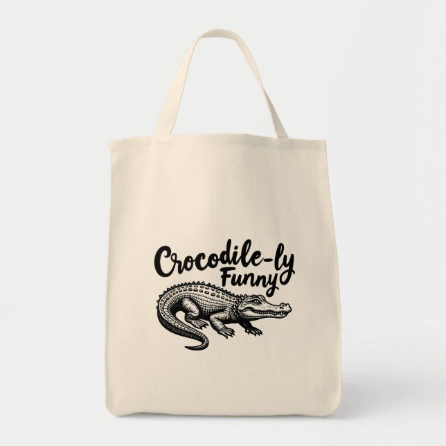 Unique Crocodile T-Shirt fun Graphic  Tote Bag (Front)
