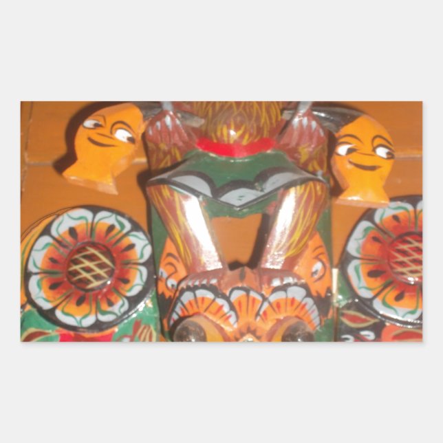 Unique Cultural Art - Sri Lankan/Indonesian Design Rectangular Sticker (Front)