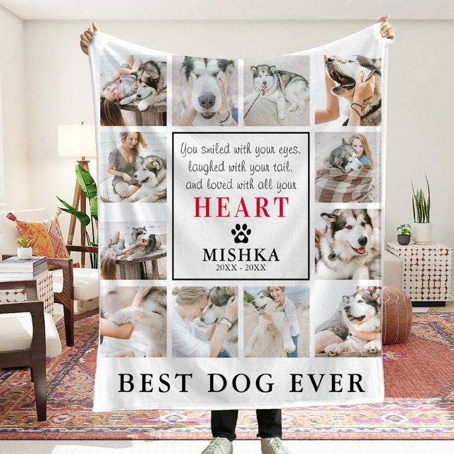 Unique Custom 12 Photo Collage Pet Loss Dog/Cat Fleece Blanket (Creator Uploaded)