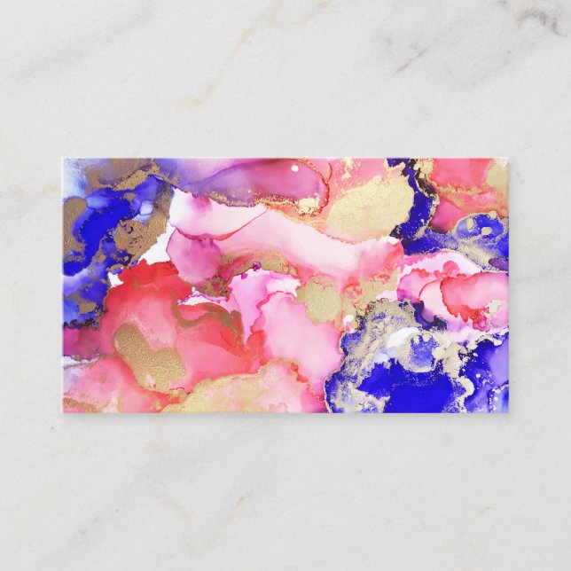 Unique Custom Abstract Art Black Pink Ink Blot Business Card (Front)