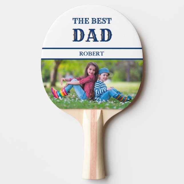 Unique Custom BEST DAD Name Photo Ping Pong Paddle (Front)