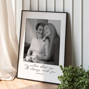 Unique Custom Black and White Photo Gift For Mum Poster
