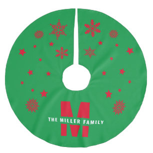 Unique Custom Family Name Template Green Red White Brushed Polyester Tree Skirt