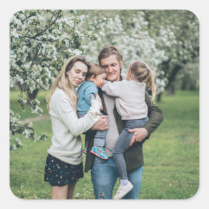 Unique Custom Family Photo Personalised Square Sticker