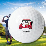 Unique Custom Golf Cart Monogram Name    Balls<br><div class="desc">A distinctive custom red and black golf cart -- tastefully done -- ready to run the course -- golf ball --This is a great gift for all golf lovers -- fun / attractive / unique. Personalise it with his initial and first name. If you have any design questions or a...</div>