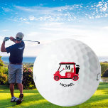 Unique Custom Golf Cart Monogram Name    Golf Balls<br><div class="desc">A distinctive custom red and black golf cart -- tastefully done -- ready to run the course -- golf ball --This is a great gift for all golf lovers -- fun / attractive / unique. Personalise it with his initial and first name. If you have any design questions or a...</div>