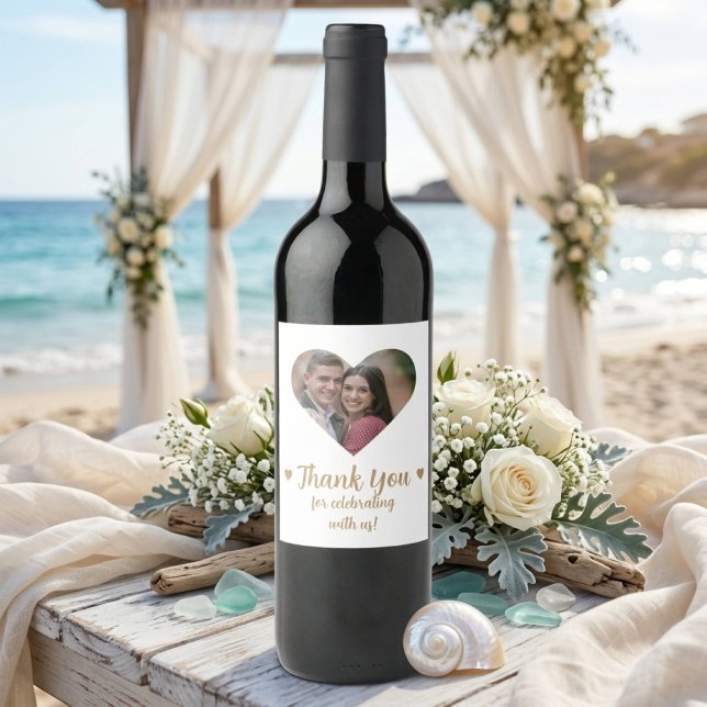 Unique Custom Heart Photo Wedding Wine Label (Creator Uploaded)