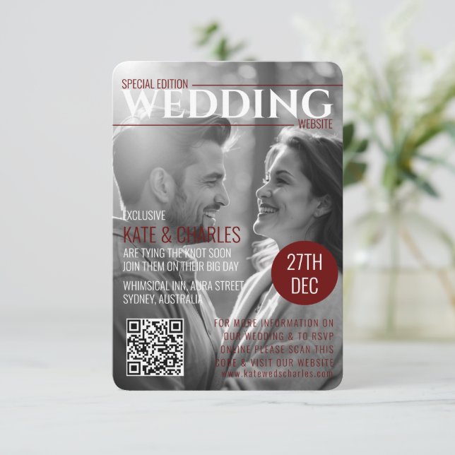 Unique Custom Magazine QR code| RSVP | Website | (Standing Front)