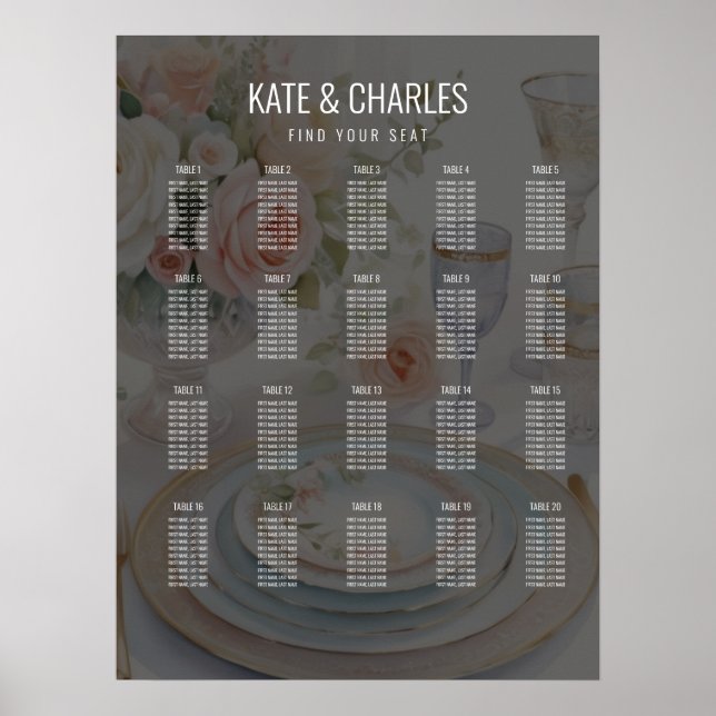 Unique Custom Magazine Style Wedding seating chart (Front)