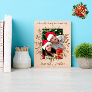 Unique Custom Name Couple Christmas Photo Keepsake Etched Frames