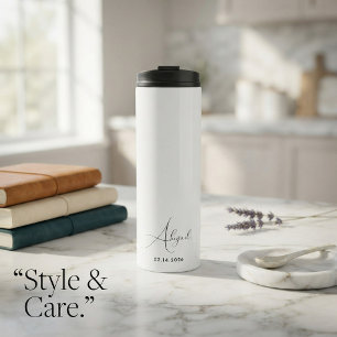 Unique Custom Name Date Stylish Travel Thermal Tumbler