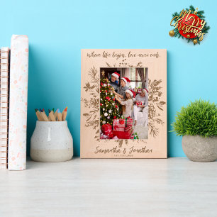 Unique Custom Name Family Christmas Photo  Etched Frames