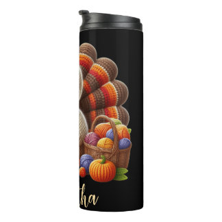 Unique custom name, turkey crocheting thermal tumbler