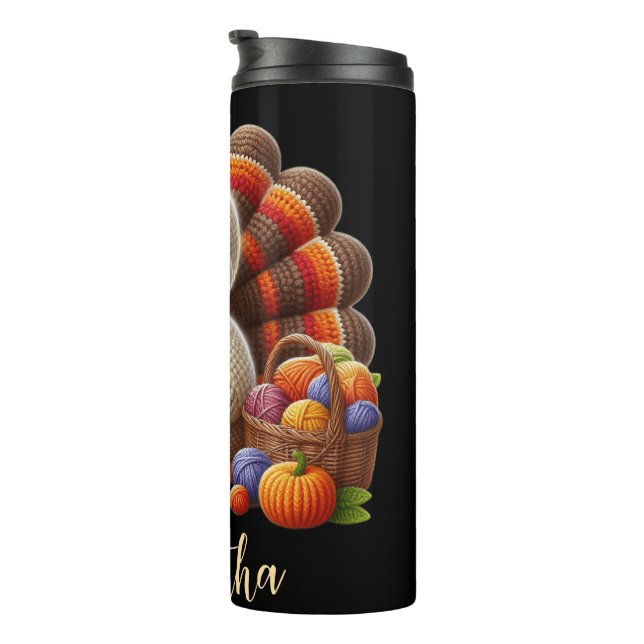 Unique custom name, turkey crocheting  thermal tumbler