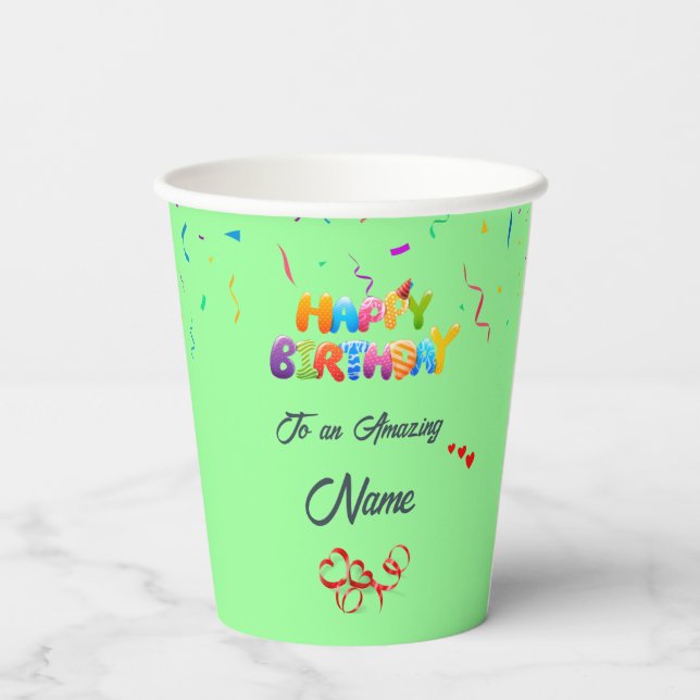 Unique Custom Paper Cups for Birthday Parties (Back)