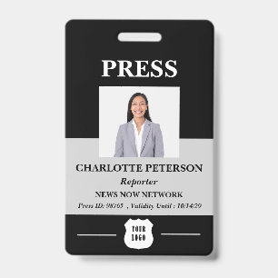Unique Custom Photo & Logo Press ID  Badge