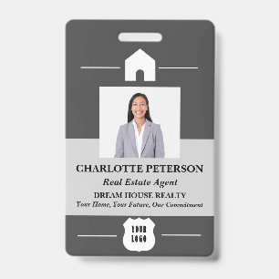 Unique Custom Photo & Logo Real Estate Name  ID Badge
