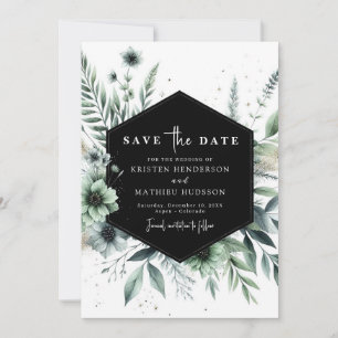 Unique Custom Watercolor Sage Green Wedding  Save The Date