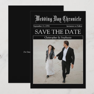 Unique Customisable Minimalist QR Code Newspaper Save The Date