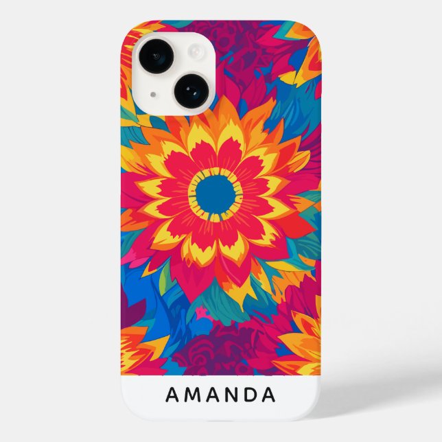 Unique Customisable Name Stylish Floral Design Case-Mate iPhone Case (Back)