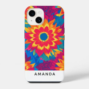 Unique Customisable Name Stylish Floral Design iPhone 14 Case