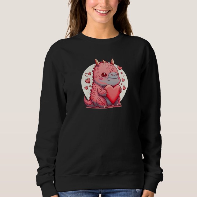 Unique Cute Dino Dazecore Valentines Day Sweatshirt (Front)