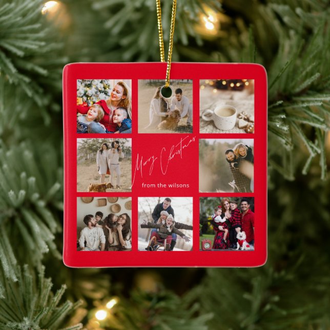 Unique | Cute Family Photo Christmas Personalised Ceramic Ornament (Tree)
