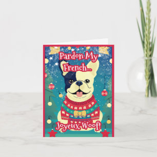 Unique Cute French Bulldog Ugly Christmas Sweater  Holiday Card