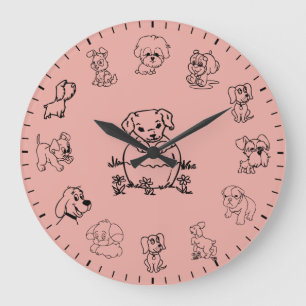 Unique Cute Puppy Dog Themed Large Clock