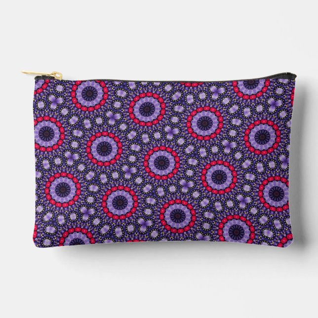 Unique Cute Purple & Pink Abstract Dot Art Pattern Accessory Pouch (Front)
