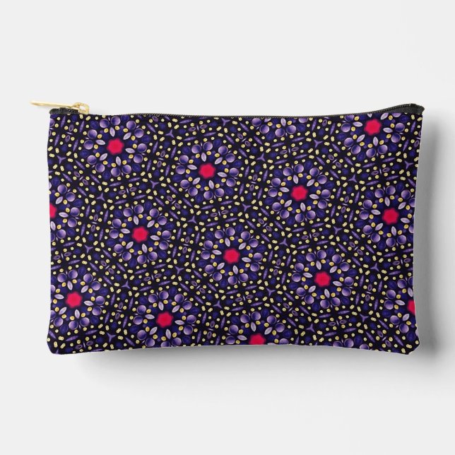 Unique Cute Purple & Pink Abstract Dot Art Pattern Accessory Pouch (Front)