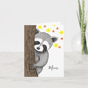 Unique Cute Raccoon Customizable Text Mother's Day Card