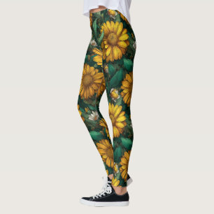 Unique Daisy Flower Athletic Active Leggings