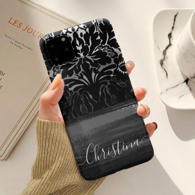 Unique Damask Black & White Artsy Brushstrokes  Case-Mate iPhone Case (Creator Uploaded)