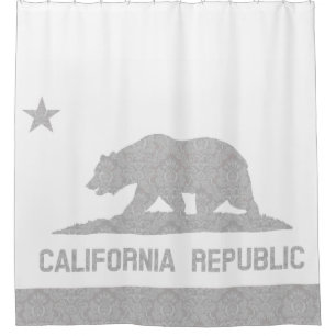 Unique Damask Pattern Flag of California Shower Curtain