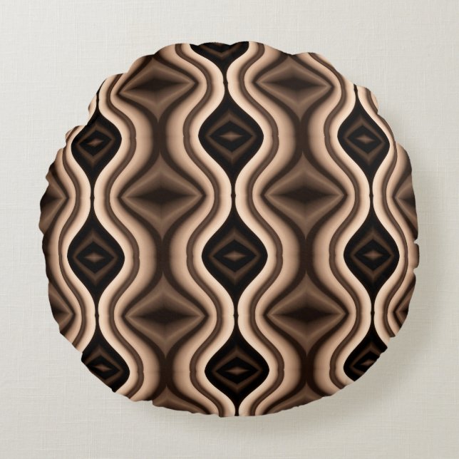 Unique Dark Brown Pattern Round Cushion (Front)
