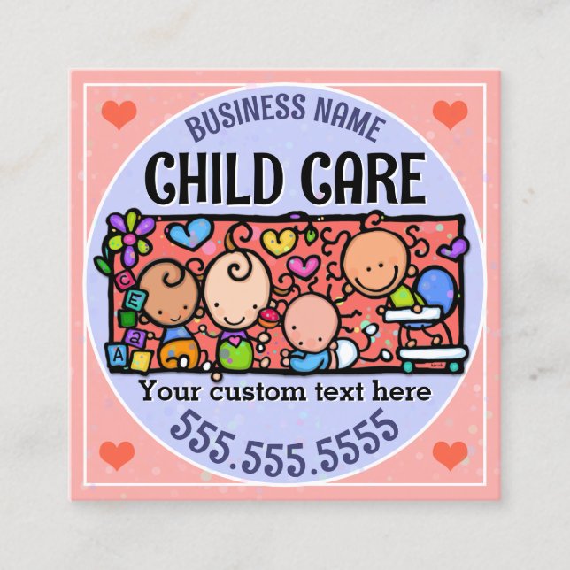 Unique Day Care Child Care Paediatrician Square Square Business Card (Front)
